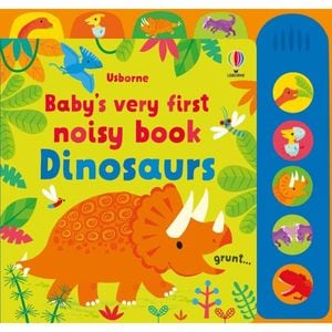 Carte cu sunete pentru copii, Usborne, Baby's Very First Noisy Book Dinosaurs, 10+ luni