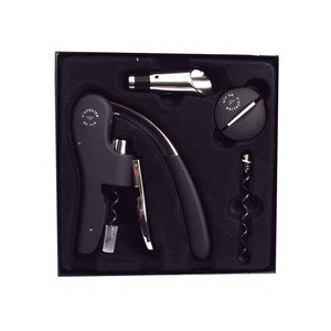 Tirbuson cu 3 accesorii pentru sticla vin, L'Atelier du Vin, negru, 62391