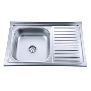Chiuveta bucatarie Freddo SN8001S, montaj pe masca, dimensiune 50x80 CM, 18 CM adancime, cuva pe stanga, finisaj anticalcar, inox