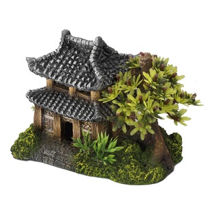 Decor Acvariu Laroy Casa Asiatica Cu Plante 14x9x10 cm 234/411254