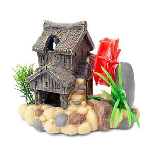 Decor Acvariu, Happet Casa Cu Moara De Vant, 11 cm, R151