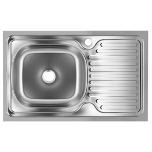 Chiuveta bucatarie Sanitec S416S, pentru masca, finisaj satinat, cuva stanga, 80x50cm, Inox