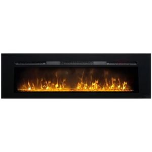 Semineu electric 3D ElectricSun PAULA GLASS negru MARE L183xH45cm, cu sunet, pe perete, podea sau incorporabil, 10 culori