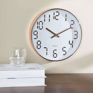 Ceas decorativ de perete, Planet Fun, alb cu cifre aurii, 30 cm