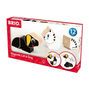 Jucarii din lemn Brio - Catelus si Pisicuta, magnetici