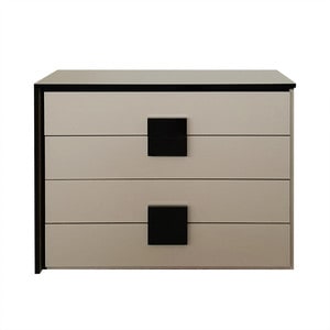 Comoda  Valencia , 4 sertare , 100 x 41 x 75 cm, pal capucino/ decor MDF acril negru