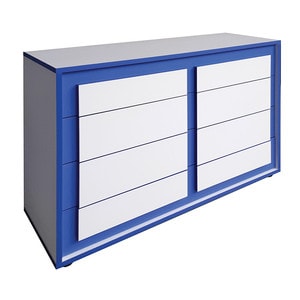 Comoda dormitor Santander, PAL, 105 x 40 x 74 cm, albastru-alb
