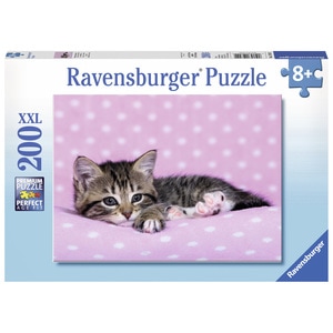 Puzzle Ravensburger XXL - Pisicuta pe patura, 200 piese