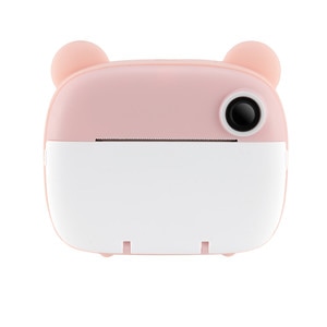 Camera foto/video pentru copii DacEnergy, model ursulet, camera duala, ecran color 2,4 inchi, imprimanta foto instantanee, rezolutie 1080FHD, Jocuri, roz