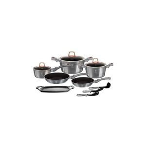 Set Oale, Cratite Si Tigai Marmorate, 12 Piese, Din Aluminiu Forjat, Moonlight Edition, Berlinger Haus, Bh 6021