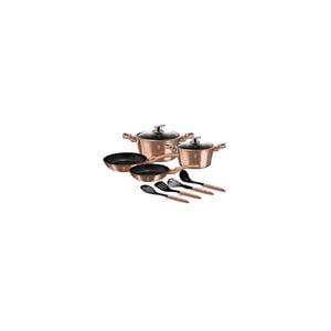 Set Oale Si Tigai Marmorate, 10 Piese, Din Aluminiu Forjat, Metallic Rose Gold Edition, Berlinger Haus, Bh 6142
