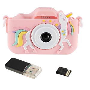 Aparat foto digital pentru copii Unicorn DacEnergy, ecran de 2 inch, Selfie, rezolutie 1080P, jocuri, card 32 GB si cititor de card, snur de transport