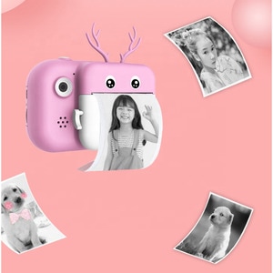 Camera foto/video pentru copii DacEnergy, camera duala, ecran color IPS de 2,4 inch, rezolutie foto 24 MP, filtru creativ, imprimare portabila, culoare roz/alb