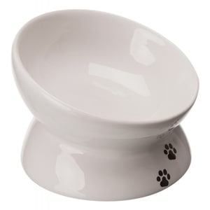 Castron Ceramic Pentru Pisici, Trixie, Ridicat, Forma Ergonomica, 0.15 l/ 13 cm, Alb, 24798
