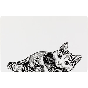 Suport/Placemat Pentru Castron, Trixie Cat, 44x28 cm, Alb/Negru, 24788