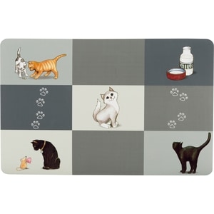 Suport/Placemat Pentru Castron, Trixie Patchwork Cat, 44x28 cm, Gri,24579