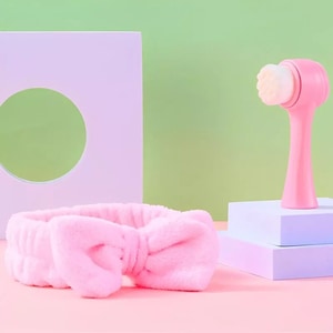 Set perie faciala si bentita cosmetica, Planet Fun, Radianta, pentru ea, roz