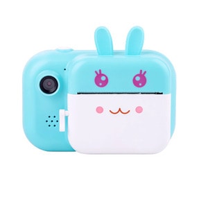 Camera foto/video pentru copii DacEnergy, model iepuras, camera duala, ecran color IPS de 2,4 inch, rezolutie foto 24 MP, filtru creativ, imprimare portabila, culoare albastru