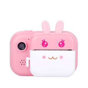 Camera foto/video pentru copii DacEnergy, model iepuras, camera duala, ecran color IPS de 2,4 inch, rezolutie foto 24 MP, filtru creativ, imprimare portabila, culoare roz