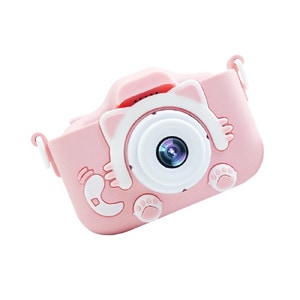 Camera foto/video pentru copii DacEnergy, model pisicuta, ecran LCD de 2.0 inch, camera duala, jocuri, rezolutie foto 20MP, video 1080P Full HD, culoare roz