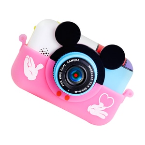 Camera foto/video pentru copii DacEnergy, design Mickey Mouse, camera duala, jocuri, filtru creativ, ecran IPS de 2,4 inch, culoare roz