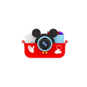 Camera foto/video pentru copii DacEnergy, design Mickey Mouse, camera duala, jocuri, filtru creativ, ecran IPS de 2,4 inch, culoare rosu