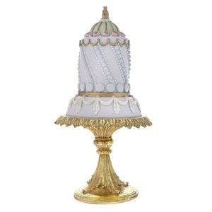 Decoratiune Craciun Platou cu tort, 18x18x33 cm, rasina, crem
