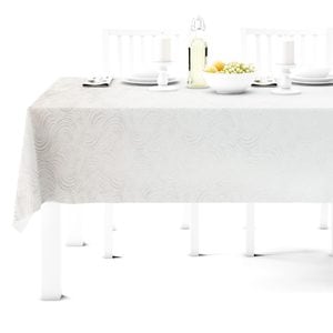 Fata de masa Silver Decoration VII, poliester, 150 x 220 cm, alb-argintiu