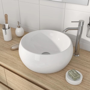 Lavoar cu montaj pe blat, rotund, 40 x 15.5 cm, ceramica, alb