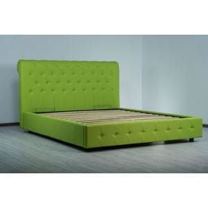 Pat tapitat Italflex Chester, piele ecologica, lada si somiera rabatabila, 160x200, Verde