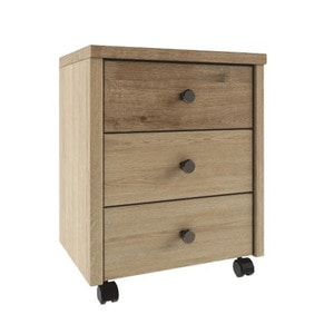 Dulapior birou DacEnergy, realizat din PAL laminat, trei sertare, cu roti, 46x36,5x57,5 cm, stejar madura si wellington