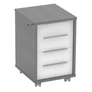 Dulapior birou DacEnergy, realizat din PAL laminat, 3 sertare, cu cheie, 43x48x66,7 cm, grafit si alb