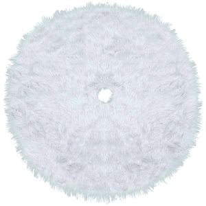Covor Alb pentru Bradul de Craciun, Diametru 120 cm, Pufos Imitatie Blana/Zapada