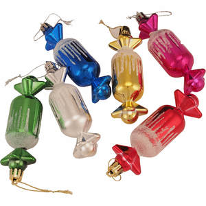 Set 6 globuri Holly, candy, 11 cm, multicolor