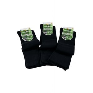 Set Overall 3 perechi de sosete lungi 3/4 sub genunchi Bamboo, pentru diabetici, dama - Negru, 36-40
