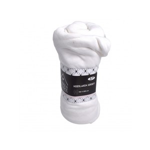 Cearceaf husa pat jersey, Villa volance, alb, elastic, 50% bumbac, 50% poliester, 140x200 cm