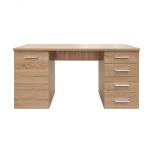 Birou DacEnergy, din PAL melaminat, dulapior cu usa, 4 sertare, modern, stejar sonoma, 135 x 75.5 x 50 cm