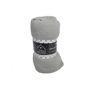 Cearceaf husa pat jersey, Villa volance, gri, elastic, 50% bumbac, 50% poliester, 180x200 cm