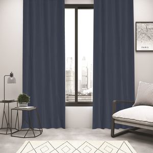 Draperie 140 x 280 cm, cu inele, Sely bleumarin