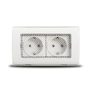 Priza Schuko Dubla Cu Impamantare si Capac, Montaj Aparent, IP55, Interior/Exterior, 220-240, 16A, Total Green