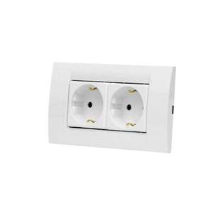 Priza dubla Schuko Gewiss System Virna, modulara, 4M, cu Impamantare, 16A montaj Incastrat, 220V