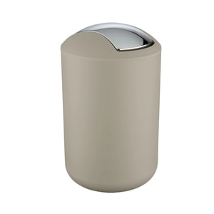 Cos de gunoi cu capac batant, 6.5 L, rotund, plastic, bej