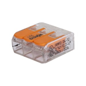 Set 50 Bucati Clema Compacta 3 Poli WAGO 221-413, Conductor Rigid sau Semirigid 0.2-4mm, 400 V, 32A