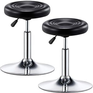 Set 2 scaune, Quasar & Co., rotire 360 grade, reglabil pe inaltime, metal/piele ecologica, negru