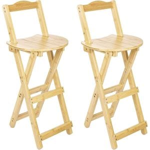 Set 2 scaune bar, Quasar & Co., pliabile, 36 x 33 x 97 cm, bambus, maro deschis