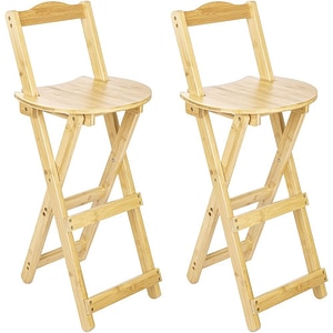 Set 2 scaune bar, Quasar & Co., inalte, pliabile, pretabile bucatarie, 36 x 33 x 97 cm, bambus, maro deschis