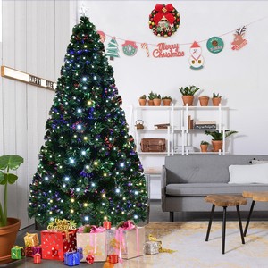 Brad de craciun artificial, iluminat cu fibra optica si led-uri, 210 cm, lumineaza multicolor