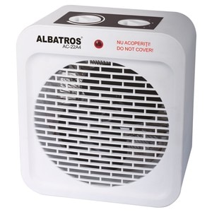 Aeroterma electrica, 2 trepte de putere 1000/ 2000 W, termostat reglabil, selector mod utilizare ventilator rece / cald / fierbinte, 200 x 123 x 225 mm, alb