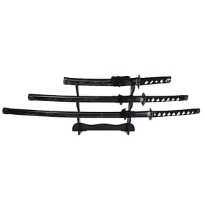 Set sabii katane decorative IdeallStore, panoplie, Ninja Warrior, negru, metal, 83 cm, teaca inclusa