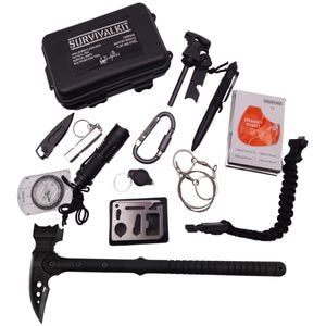 Kit supravietuire IdeallStore, Camper Helper, 13 elemente multifunctionale, negru